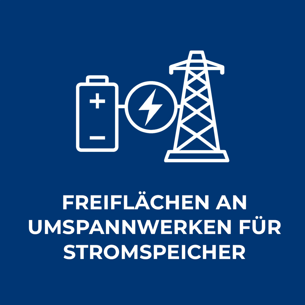 Freiflächen an Umspannwerken für Stromspeicher ab 2.500 m²